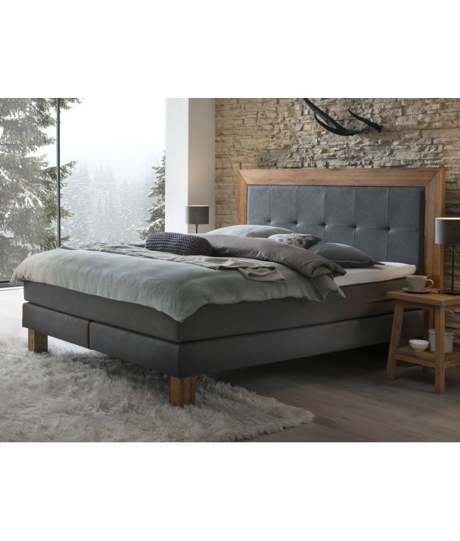 HASENA - Lit boxspring Rustico en bois de chêne massif