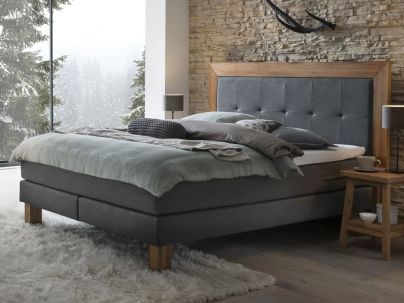 HASENA - Lit boxspring Rustico en bois de chêne massif