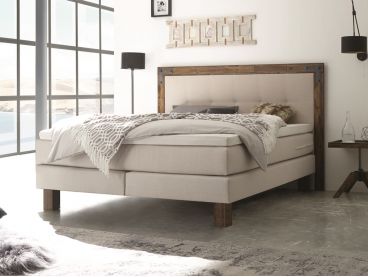 Lit boxspring Memphis en bois d'acacia massif