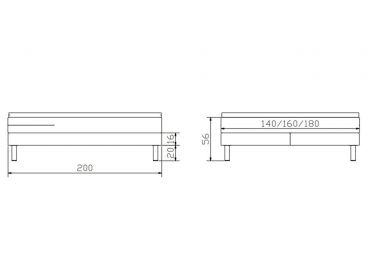 Dimensions du lit boxspring Basio de la marque Hasena