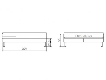 Dimensions du lit boxspring Basio de la marque Hasena