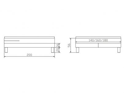Dimensions du lit boxspring Isoba de la marque Hasena