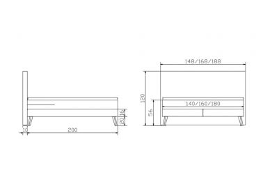 Dimensions du lit boxspring Costa de la marque Hasena