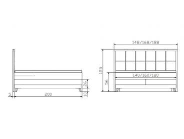 Dimensions du lit boxspring Villa de la marque Hasena