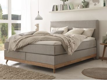 Lit boxspring Scandia en bois de chêne massif