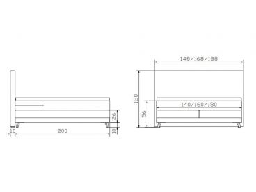 Dimensions du lit boxspring Scandia de la marque Hasena