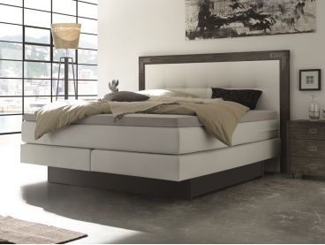 Lit boxspring Nevada en bois d'acacia massif