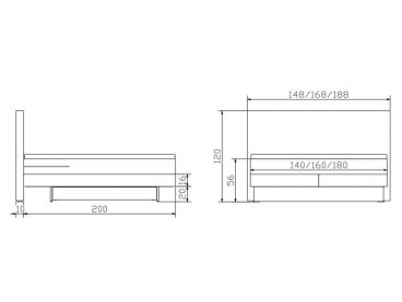 Dimensions du lit boxspring Denver de la marque Hasena