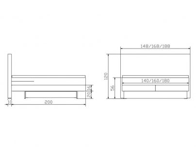 Dimensions du lit boxspring Denver de la marque Hasena