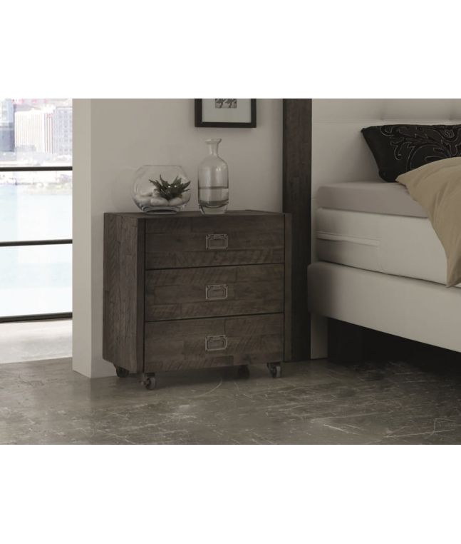 Chevet 3 tiroirs Tercio avec roulettes en acacia