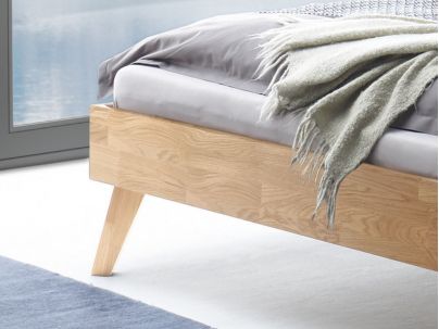 Lit Ancona en chêne bianco massif haut de gamme, en bois massif | Le Monde du Lit