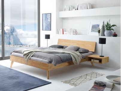 Lit Ancona en chêne bianco massif haut de gamme, en bois massif | Le Monde du Lit
