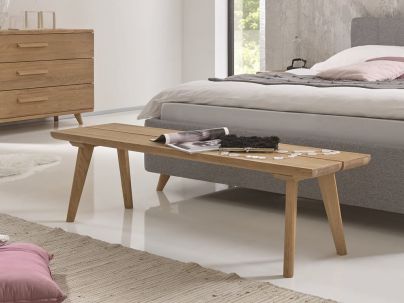 Banc Bianco Sola en chêne sauvage massif, Hasena fabricant Suisse. Meuble pour la chambre