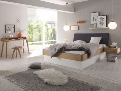 Secrétaire Bianco Aska en chêne sauvage massif, Hasena fabricant Suisse. Meuble pour la chambre