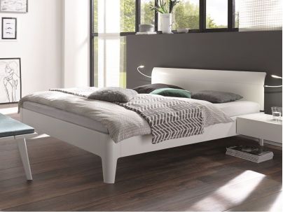 Lit Xyvola en hêtre massif blanc, Hasena fabricant Suisse. Meuble pour la chambre