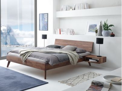 Lit Ancona en noyer massif haut de gamme, en bois massif | Le Monde du Lit