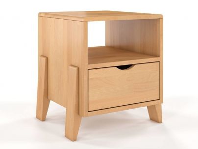 Chevet Jasmin 1 tiroir 1 niche en hêtre massif haut de gamme | Le Monde du Lit