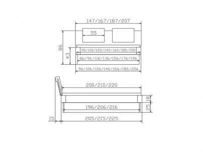 Lit Practico Varo en noyer massif, Hasena fabricant Suisse. Meuble pour la chambre