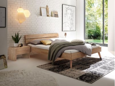 Lit Ortona en chêne bianco massif haut de gamme, en bois massif | Le Monde du Lit