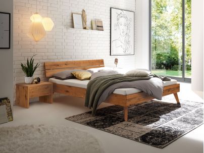 Lit Ortona en chêne noueux naturel massif haut de gamme, en bois massif | Le Monde du Lit