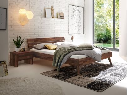 Lit Ortona en noyer massif haut de gamme, en bois massif | Le Monde du Lit