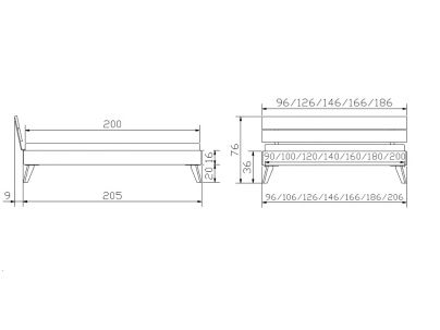 Lit Ortona en noyer massif haut de gamme, en bois massif | Le Monde du Lit
