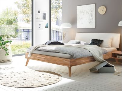 Lit Pesaro en hêtre massif haut de gamme, en bois massif | Le Monde du Lit