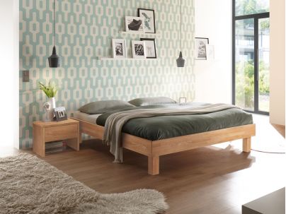 Lit Rapallo en chêne bianco massif haut de gamme, en bois massif | Le Monde du Lit