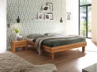 Lit Rapallo en chêne noueux naturel massif haut de gamme, en bois massif | Le Monde du Lit