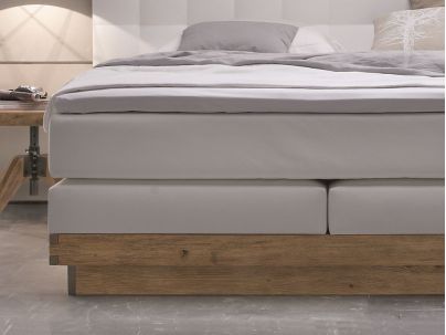 Lit boxspring Sogno en hêtre massif, Hasena fabricant Suisse. Meuble pour la chambre