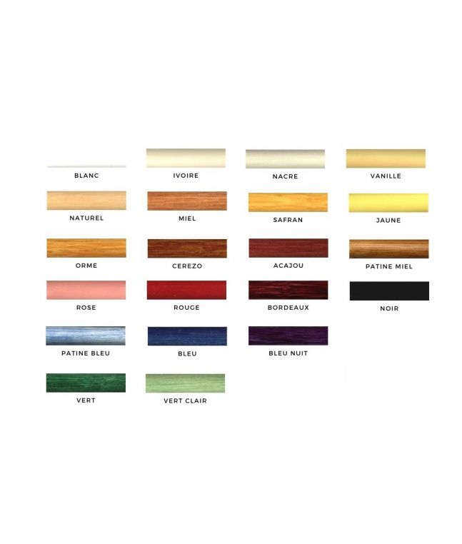 Echantillons teintes meubles en rotin. Bois massif de qualité.
