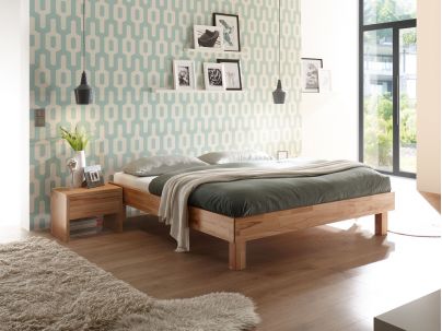 Lit Rapallo en hêtre massif haut de gamme, en bois massif | Le Monde du Lit