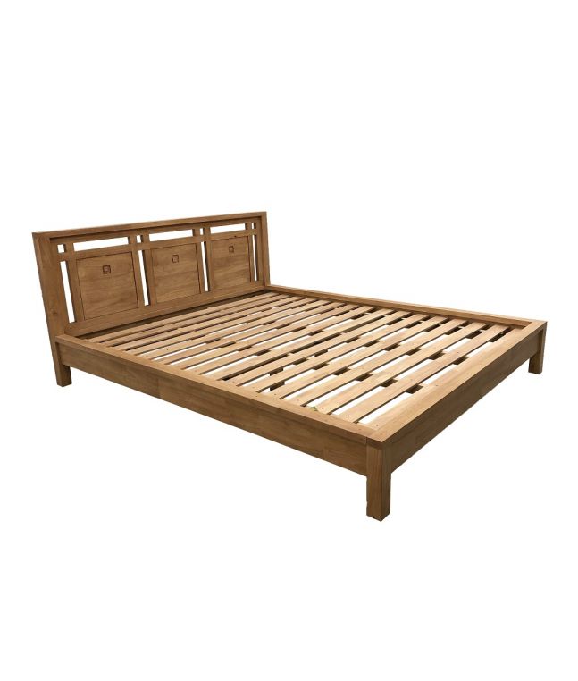 Lit Pattani 3 tailles style japonais en hévéa massif - Lit en bois - Le Monde du Lit