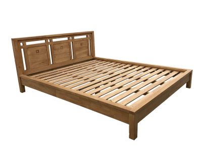 Lit Pattani 3 tailles style japonais en hévéa massif - Lit en bois - Le Monde du Lit