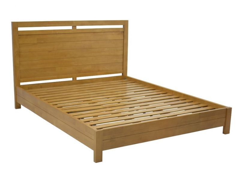 Lit Thaman en hevea massif de qualité. Meuble en bois massif pour la chambre. Le Monde du Lit