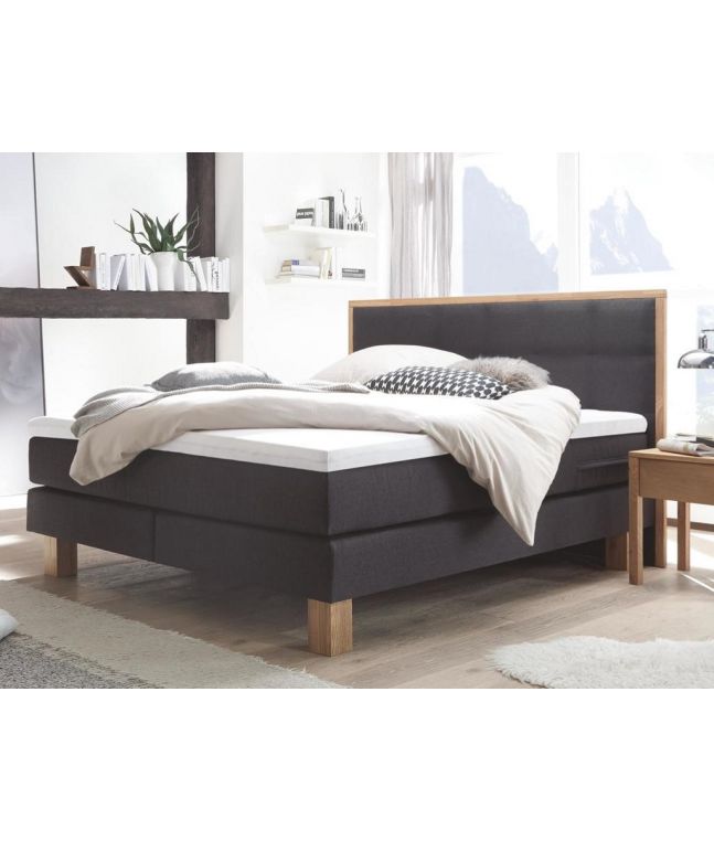 Lit boxspring Cottage en chêne massif, Hasena fabricant Suisse. Meuble pour la chambre