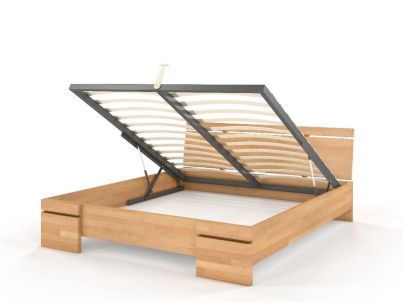 Lit coffre en bois massif, fabrication européenne