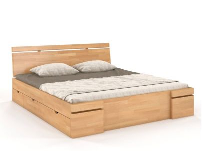 Lit Iris avec tiroirs en hêtre massif haut de gamme | Le Monde du Lit