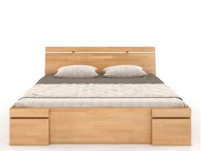 Lit Iris avec tiroirs en hêtre massif haut de gamme | Le Monde du Lit