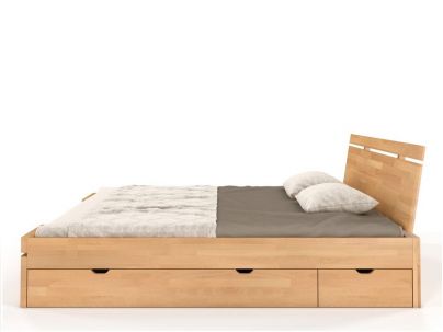 Lit Iris avec tiroirs en hêtre massif haut de gamme | Le Monde du Lit