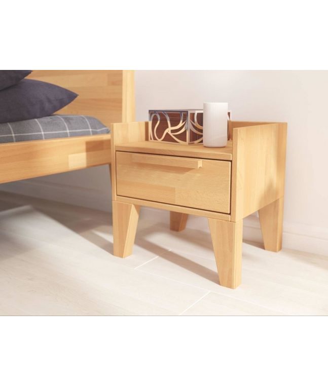 Chevet Amaryllis 1 tiroir  en hêtre massif haut de gamme | Le Monde du Lit