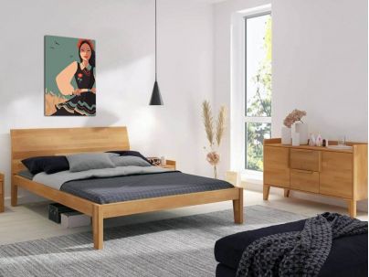 Commode Amaryllis 2 tiroirs et 2 portes en hêtre massif haut de gamme | Le Monde du Lit