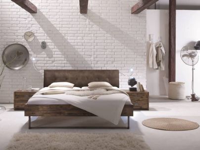 Lit Factory Indus en acacia massif, Hasena fabricant Suisse. Meuble pour la chambre