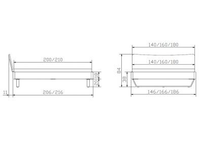 Lit Tresali en noyer massif haut de gamme de notre collection LOUNGE