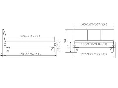 Lit Pilatus Quada en chêne sauvage massif, Hasena fabricant Suisse. Meuble pour la chambre