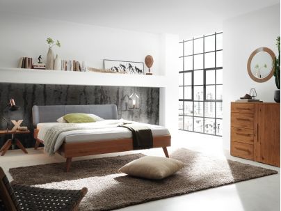 Lit Leni en chêne sauvage massif de qualité, Hasena fabricant Suisse.