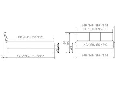 Lit Cadro Indus en chêne sauvage massif, Hasena fabricant Suisse. Meuble pour la chambre