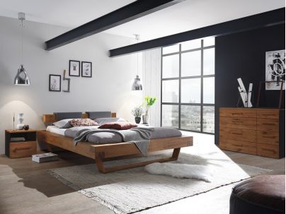 Lit Aosta Balco en bois massif avec option coussin tête de lit - Lit en chêne - Le Monde du Lit