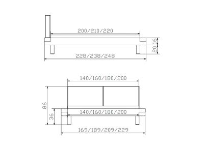 Lit Aosta Mico en chêne sauvage massif, Hasena fabricant Suisse. Meuble pour la chambre