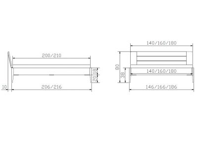 Lit Busseto en hêtre noueux massif haut de gamme de notre collection LOUNGE